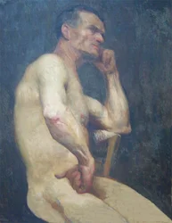 Torso de um homem sentado